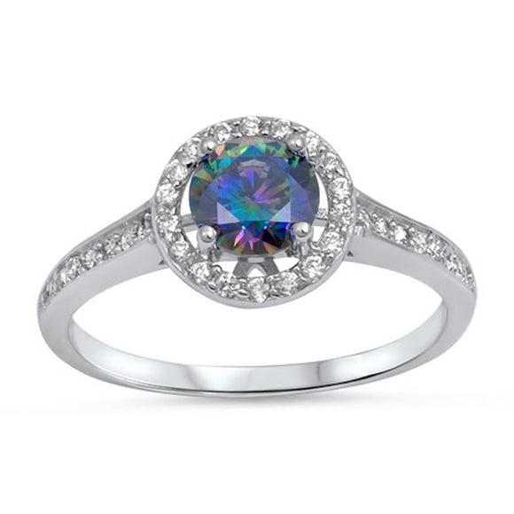 Rainbow Topaz CZ Modern Retro Chic Ring New .925 Sterling Silver Band Sizes 5-10