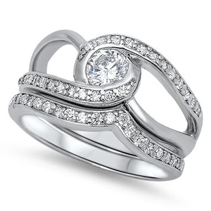 White CZ Criss Cross Cutout Swirl Ring New .925 Sterling Silver Band Sizes 5-10