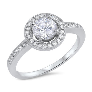 White CZ Polished Elegant Simple Ring New .925 Sterling Silver Band Sizes 5-10