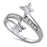 White CZ Polished Butterfly Unique Cute Ring 925 Sterling Silver Band Sizes 5-9