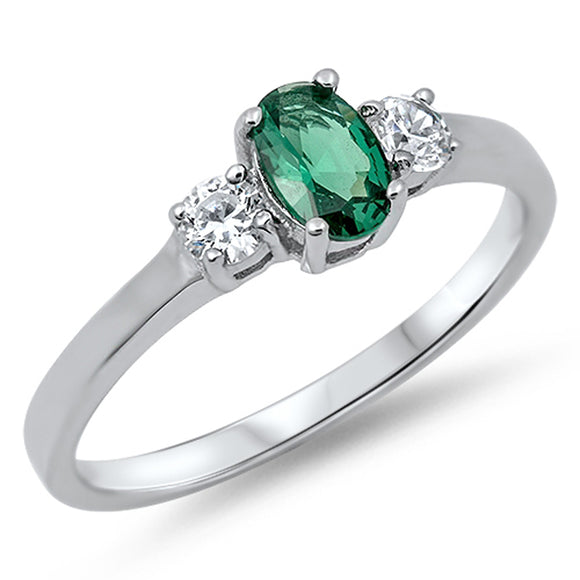 Women's Emerald CZ Classic Pretty Ring New .925 Sterling Silver Band Sizes 4-12