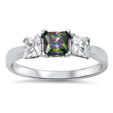 Princess Cut Rainbow Topaz CZ Wholesale Ring New .925 Sterling Silver Sizes 3-13