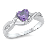 Heart Amethyst CZ Promise Ring New .925 Sterling Silver Infinity Band Sizes 4-11