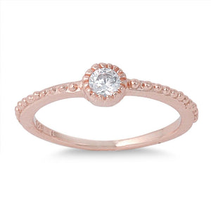 Rose Gold Tone White CZ Unique Ring New .925 Sterling Silver Band Sizes 4-10