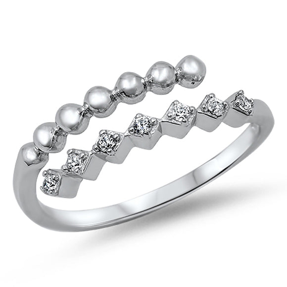 Women's Open Clear CZ Promise Ring New .925 Sterling Silver Band Sizes 3-13
