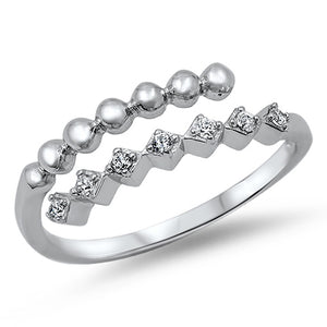 Women's Open Clear CZ Promise Ring New .925 Sterling Silver Band Sizes 3-13