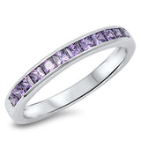 Women's Stackable Amethyst CZ Classic Ring .925 Sterling Silver Band Sizes 5-10