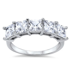 Square White CZ Fashion Promise Ring New .925 Sterling Silver Band Sizes 4-10
