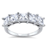 Square White CZ Fashion Promise Ring New .925 Sterling Silver Band Sizes 4-10