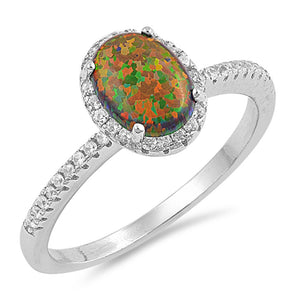 Oval Mystic Lab Opal Halo Dainty Ring New .925 Sterling Silver Band Sizes 4-10
