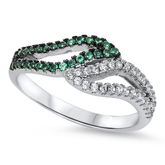 Girl's Leaf White Emerald CZ Unique Ring New 925 Sterling Silver Band Sizes 5-10
