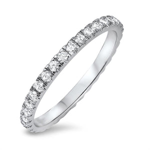 Women's Eternity Band Clear CZ Ring Wholesale New 925 Sterling Silver Sizes 2-12