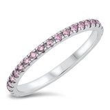 Eternity Pink CZ Wholesale Stacking Ring .925 Sterling Silver Band Sizes 4-10