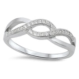 Infinity Knot Clear CZ Classic Ring New .925 Sterling Silver Band Sizes 5-10