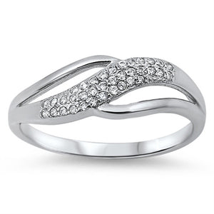 Wave Cluster White CZ Wholesale Ring New .925 Sterling Silver Band Sizes 5-10