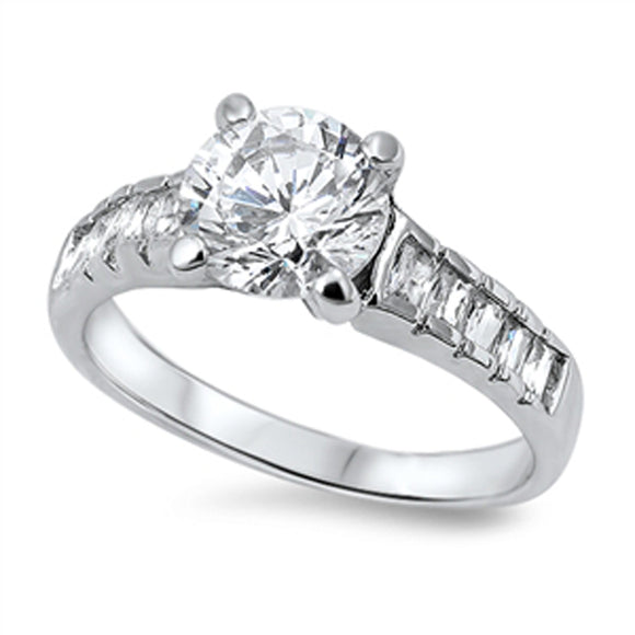 Women's Solitaire Clear CZ Fashion Ring New .925 Sterling Silver Band Sizes 4-10