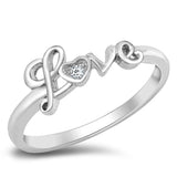 Women's Love Heart White CZ Classic Ring New 925 Sterling Silver Band Sizes 4-11