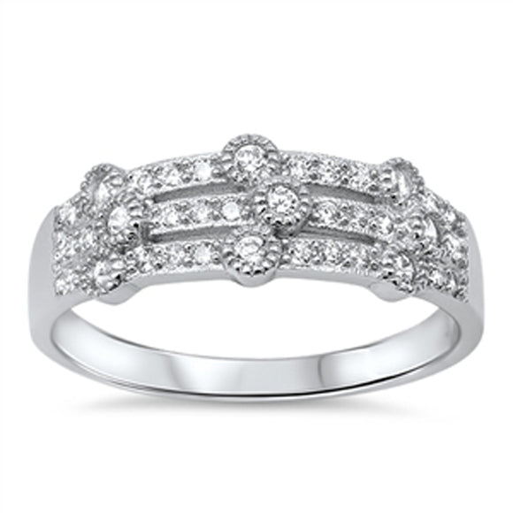 Women's Bubble White CZ Promise Ring New .925 Sterling Silver Band Sizes 5-10