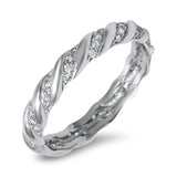 Stackable Eternity Wave White CZ Love Ring .925 Sterling Silver Band Sizes 5-10
