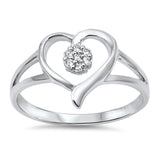 Heart Flower Clear CZ Cluster Promise Ring .925 Sterling Silver Band Sizes 4-10