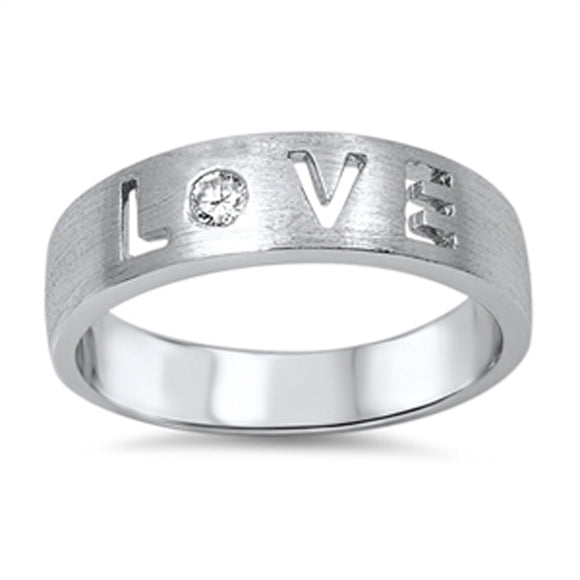 Girlfriend Cut Out Love White CZ Promise Ring New 925 Sterling Silver Sizes 4-10
