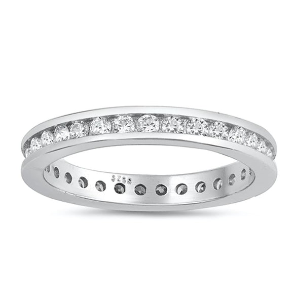 Eternity White CZ Wholesale Stackable Ring .925 Sterling Silver Band Sizes 5-10