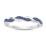 Blue Sapphire CZ Stackable Thin Knot Ring .925 Sterling Silver Band Sizes 4-12