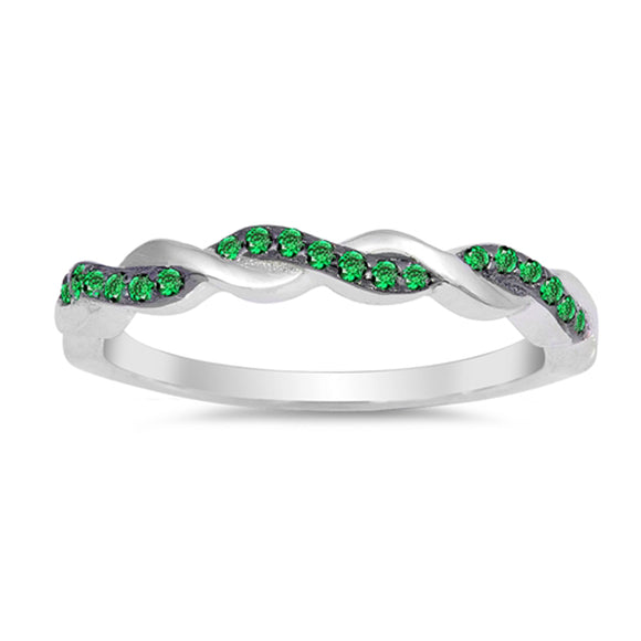 Emerald CZ Woven Mesh Braid Knot Ring New .925 Sterling Silver Band Sizes 4-12