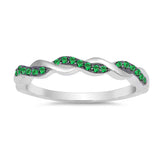 Emerald CZ Woven Mesh Braid Knot Ring New .925 Sterling Silver Band Sizes 4-12