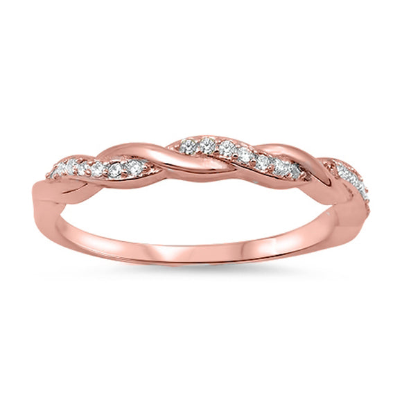 Rose Gold-Tone Promise Twist Knot .925 Sterling Silver Sizes 4-13