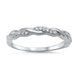 Infinity Braid Clear CZ Promise Ring New .925 Sterling Silver Band Sizes 4-12