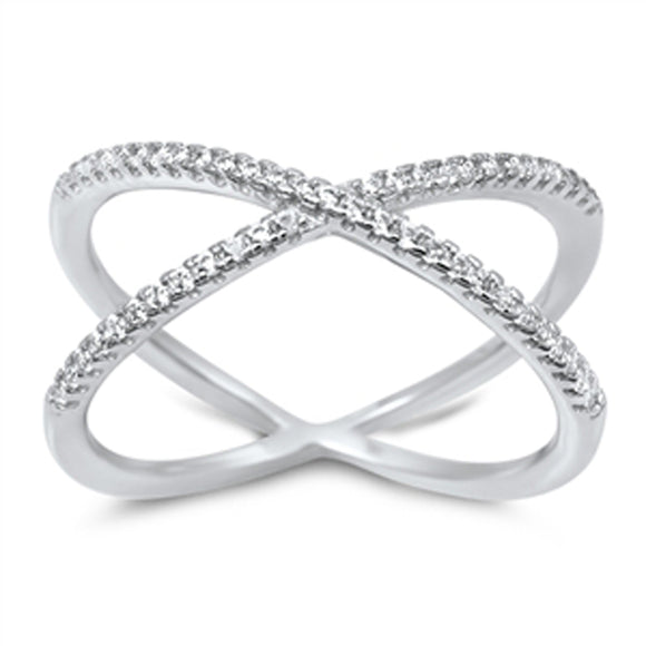 Women's Infinity White CZ Fashion Ring New .925 Sterling Silver Band Sizes 4-10
