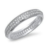 Eternity Stackable Cluster White CZ Ring New 925 Sterling Silver Band Sizes 4-10