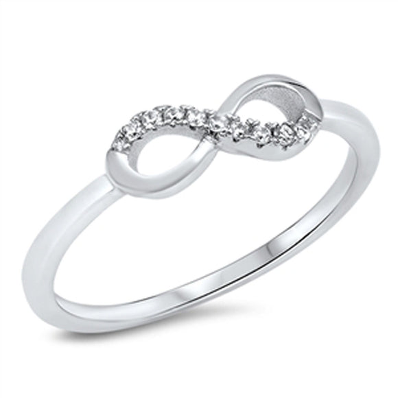 Infinity Forever Love White CZ Promise Ring .925 Sterling Silver Band Sizes 4-10