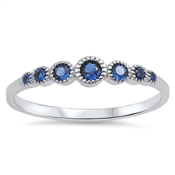 Women's Round Blue Sapphire CZ Cute Ring New 925 Sterling Silver Band Sizes 3-13