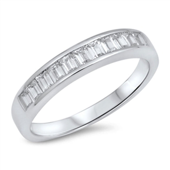 Stackable Elegant White CZ Wedding Ring New .925 Sterling Silver Band Sizes 5-10