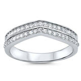 Women's White CZ Stackable Chevron Ring New .925 Sterling Silver Band Sizes 5-10