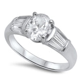 Solitaire Oval Clear CZ Wedding Ring New .925 Sterling Silver Band Sizes 5-10