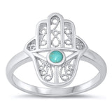 Sterling Silver Turquoise Hamsa Ring