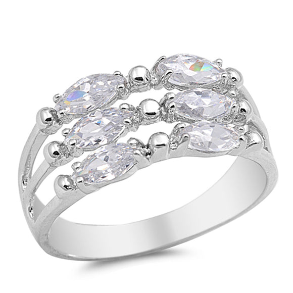 White CZ Polished Wedding Ring New .925 Sterling Silver Band Sizes 5-9