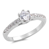 Round Clear CZ Promise Wedding Ring New .925 Sterling Silver Band Sizes 5-9