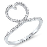 Heart Knot White CZ Promise Ring New .925 Sterling Silver Love Band Sizes 4-10
