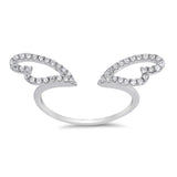 Clear CZ Open Adjustable Angel Wings Ring .925 Sterling Silver Band Sizes 4-10