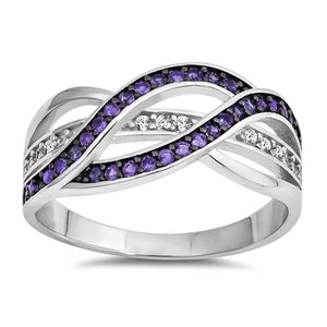 Amethyst CZ Braided Knot Statement Ring New .925 Sterling Silver Band Sizes 4-12