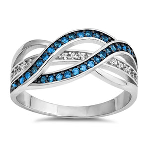 Infinity Knot Blue Topaz CZ Promise Ring New 925 Sterling Silver Band Sizes 4-12