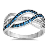 Infinity Knot Blue Topaz CZ Promise Ring New 925 Sterling Silver Band Sizes 4-12
