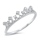 White CZ Crown Princess Royal Kingdom Ring .925 Sterling Silver Band Sizes 4-10