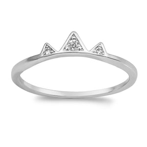 White CZ Small Tiara Crown Princess Ring New 925 Sterling Silver Band Sizes 4-10