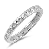 Clear CZ Triangles Eternity Simple Thumb Ring Sterling Silver Band Sizes 4-10