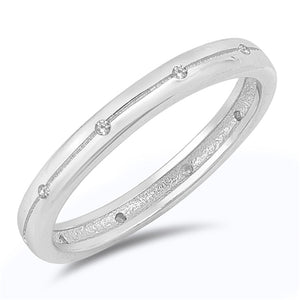 Studded Clear CZ Love Ring New .925 Solid Sterling Silver Band Sizes 5-10